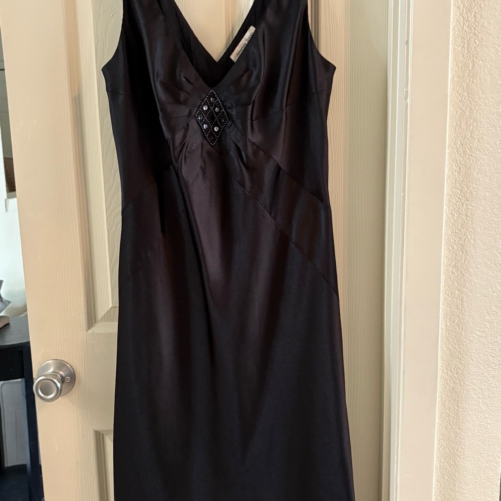 Amanda Smith Black V-Neck Slip Midi Dress
